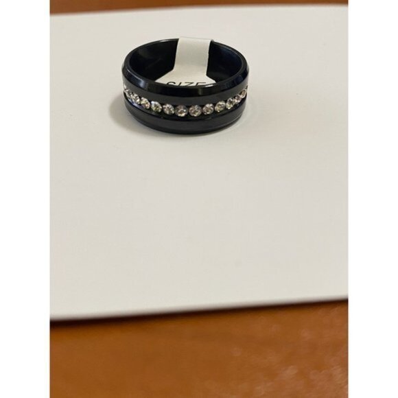 Stainless Steel Wedding Engagement Black Band Ring Size 7 Unisex - Picture 5 of 10